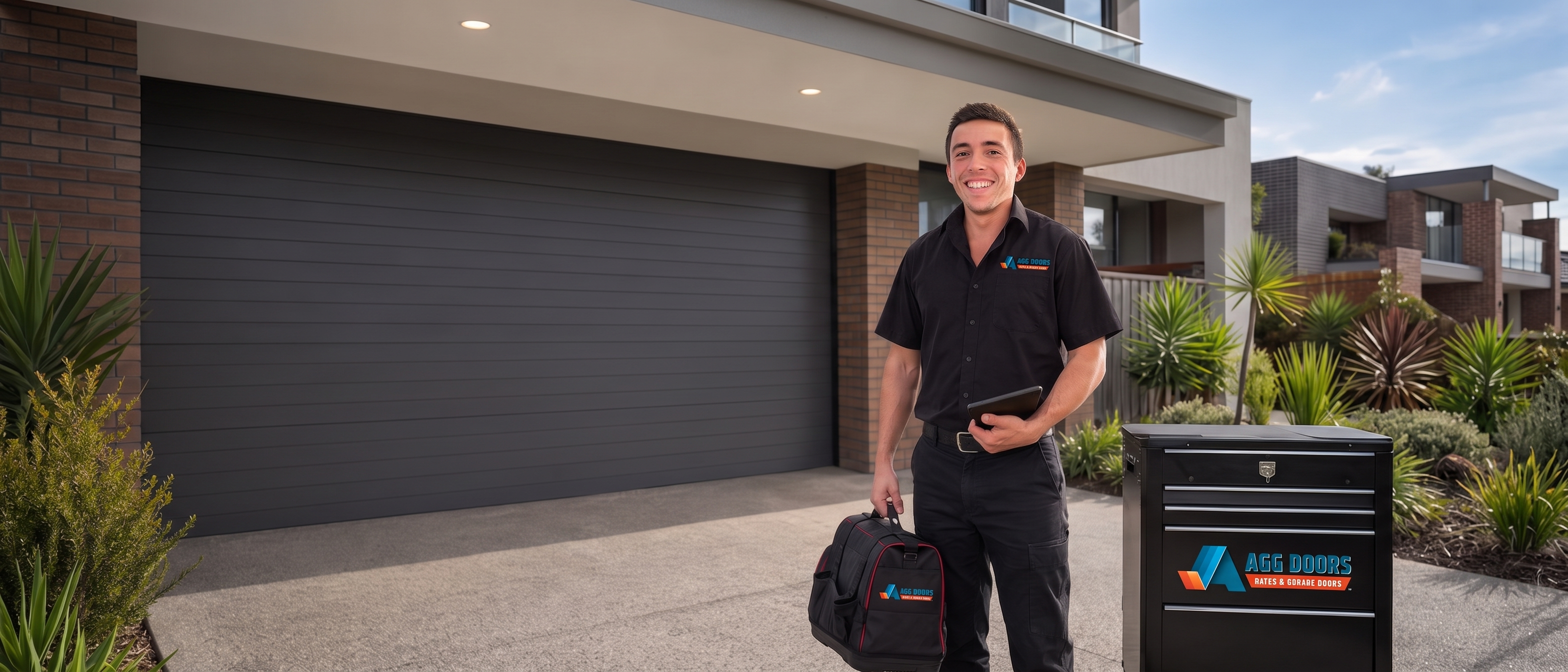 AGG Doors technician arriving at a Melbourne home for a garage door repair